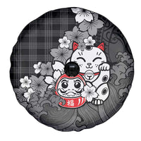 Black Palaka Hawaiian And Japanese Spare Tire Cover Maneki Neko And Sakura Bloom