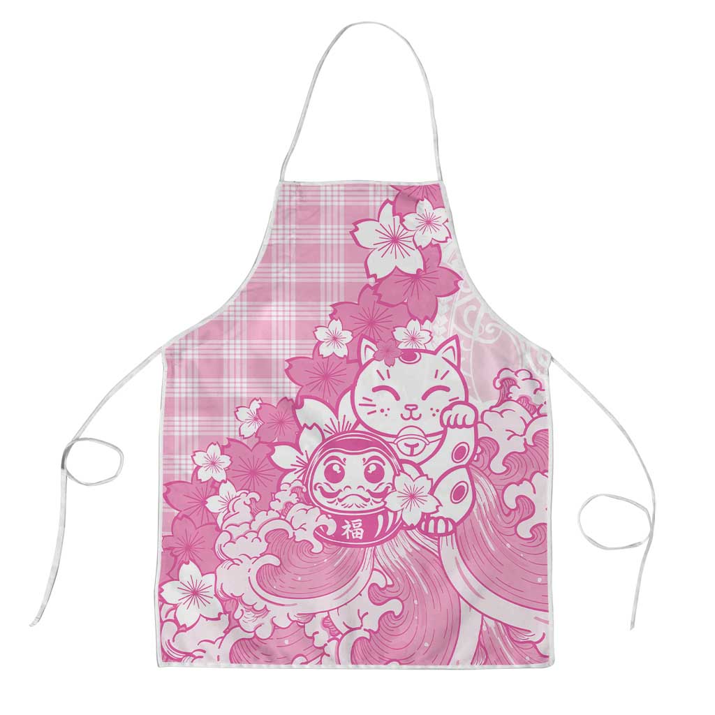 Pink Palaka Hawaiian And Japanese Apron Maneki Neko And Sakura Bloom
