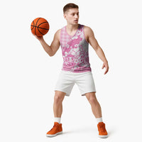 Pink Palaka Hawaiian And Japanese Basketball Jersey Maneki Neko And Sakura Bloom