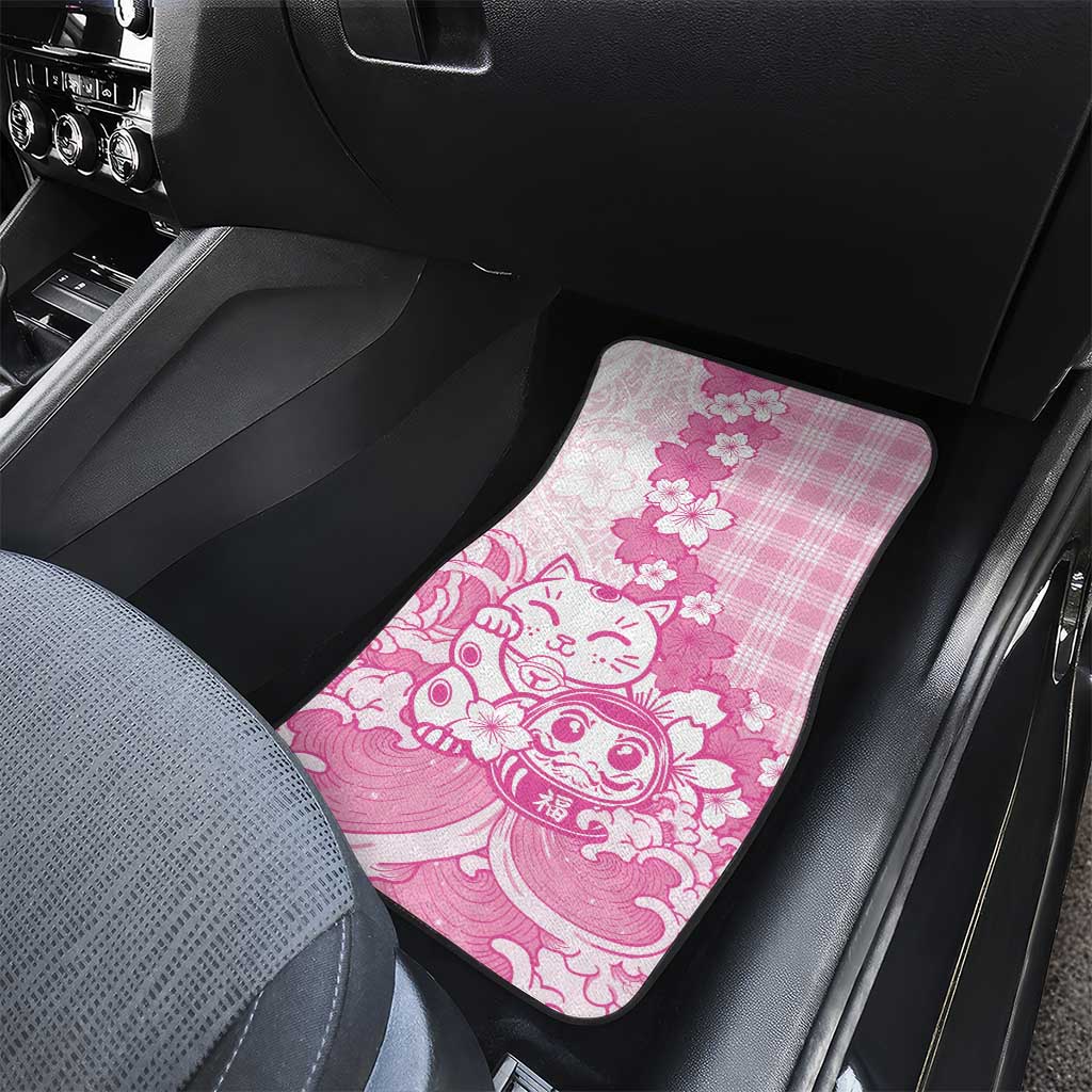 Pink Palaka Hawaiian And Japanese Car Mats Maneki Neko And Sakura Bloom