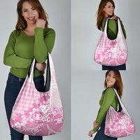 Pink Palaka Hawaiian And Japanese Grocery Bag Maneki Neko And Sakura Bloom