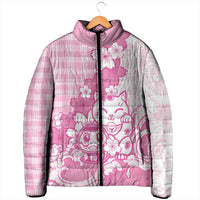 Pink Palaka Hawaiian And Japanese Padded Jacket Maneki Neko And Sakura Bloom
