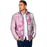 Pink Palaka Hawaiian And Japanese Padded Jacket Maneki Neko And Sakura Bloom