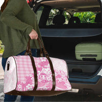 Pink Palaka Hawaiian And Japanese Travel Bag Maneki Neko And Sakura Bloom