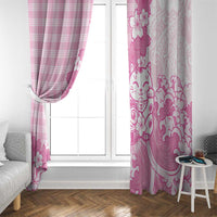 Pink Palaka Hawaiian And Japanese Window Curtain Maneki Neko And Sakura Bloom