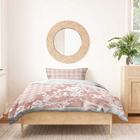 Beige Palaka Hawaiian And Japanese Bedding Set Maneki Neko And Sakura Bloom