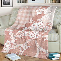 Beige Palaka Hawaiian And Japanese Blanket Maneki Neko And Sakura Bloom