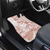 Beige Palaka Hawaiian And Japanese Car Mats Maneki Neko And Sakura Bloom