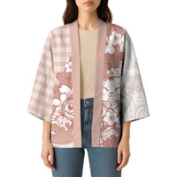 Beige Palaka Hawaiian And Japanese Kimono Maneki Neko And Sakura Bloom