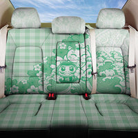 Green Palaka Hawaiian And Japanese Back Car Seat Cover Maneki Neko And Sakura Bloom