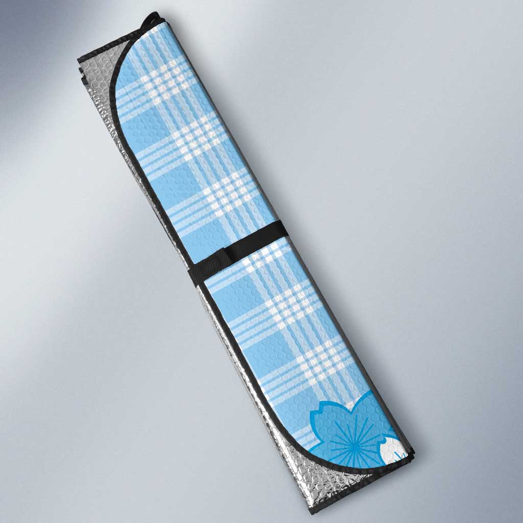 Blue Palaka Hawaiian And Japanese Auto Sun Shade Maneki Neko And Sakura Bloom