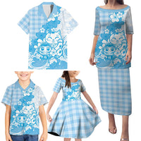 Blue Palaka Hawaiian And Japanese Family Matching Puletasi and Hawaiian Shirt Maneki Neko And Sakura Bloom DT05 - Polynesian Pride