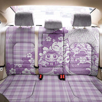 Purple Palaka Hawaiian And Japanese Back Car Seat Cover Maneki Neko And Sakura Bloom