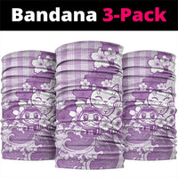 Purple Palaka Hawaiian And Japanese Neck Gaiter Maneki Neko And Sakura Bloom