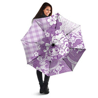 Purple Palaka Hawaiian And Japanese Umbrella Maneki Neko And Sakura Bloom