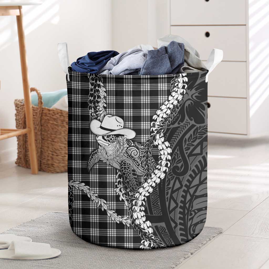 Black Hawaii Palaka Cowboy Turtle Laundry Basket Hawaiian Paniolo Puakenikeni Maile Lei