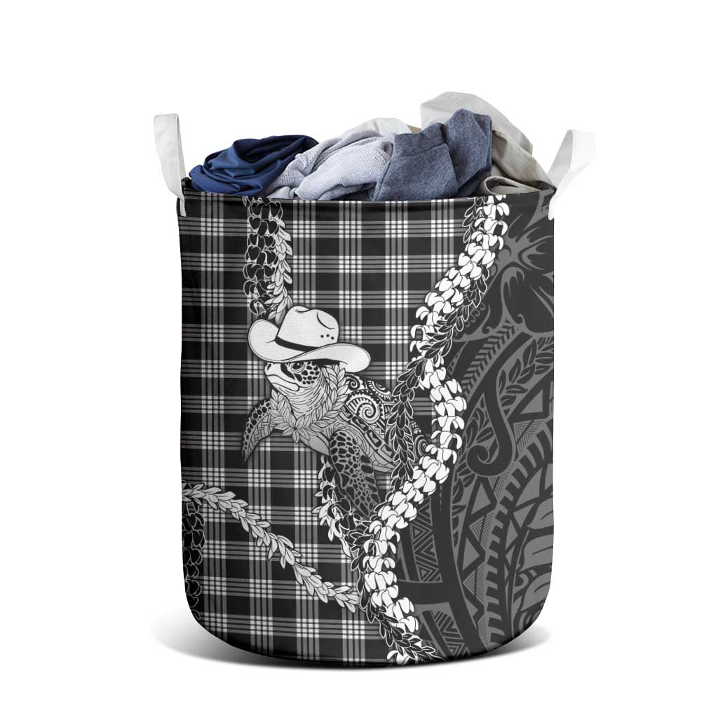 Black Hawaii Palaka Cowboy Turtle Laundry Basket Hawaiian Paniolo Puakenikeni Maile Lei
