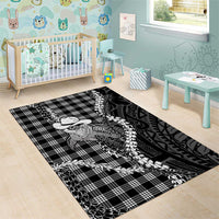 Black Hawaii Palaka Cowboy Turtle Area Rug Hawaiian Paniolo Puakenikeni Maile Lei