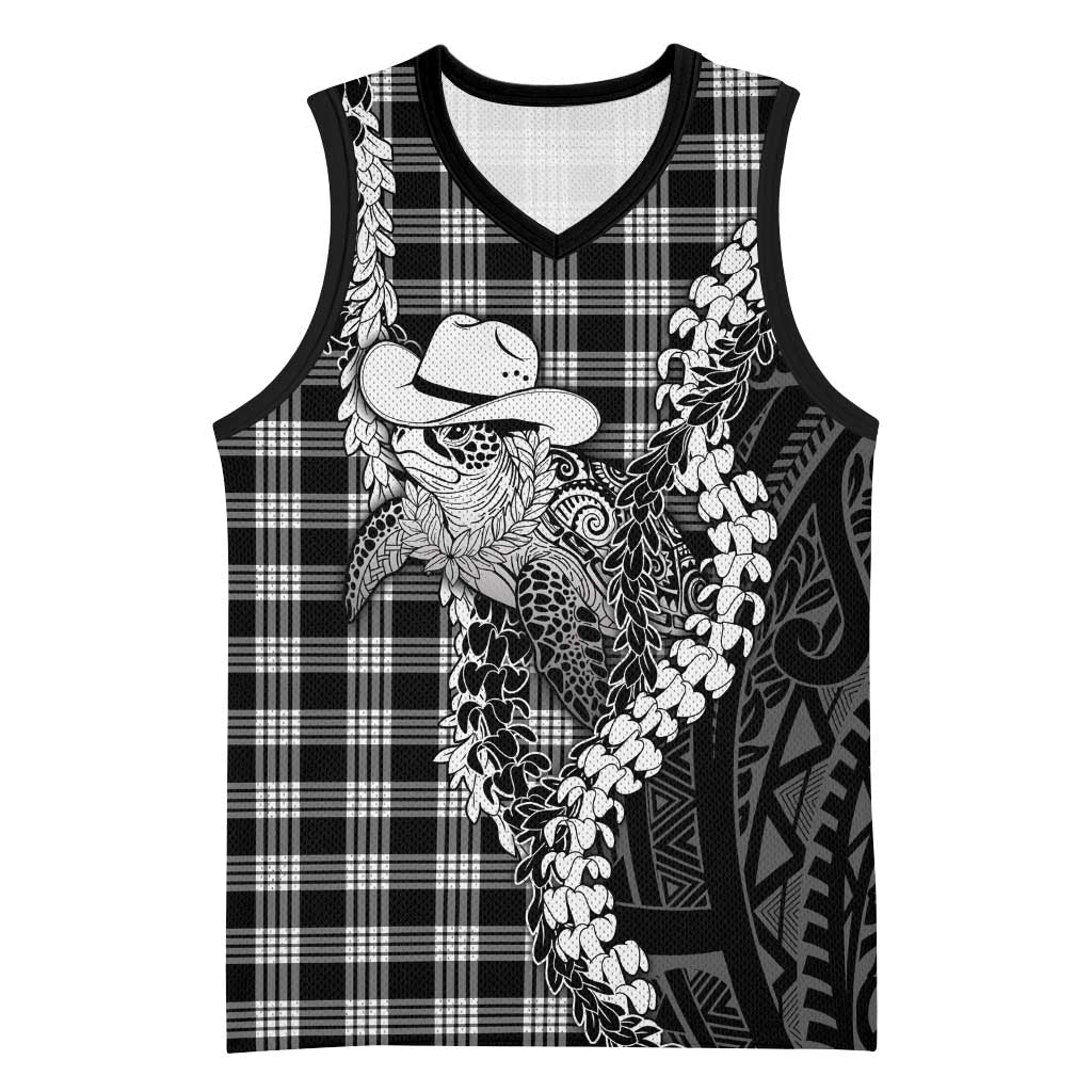 Black Hawaii Palaka Cowboy Turtle Basketball Jersey Hawaiian Paniolo Puakenikeni Maile Lei