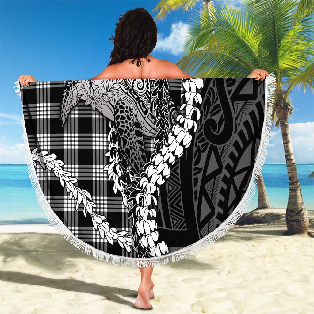 Black Hawaii Palaka Cowboy Turtle Beach Blanket Hawaiian Paniolo Puakenikeni Maile Lei