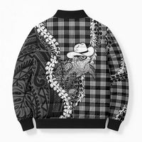 Black Hawaii Palaka Cowboy Turtle Bomber Puffer Jacket Hawaiian Paniolo Puakenikeni Maile Lei