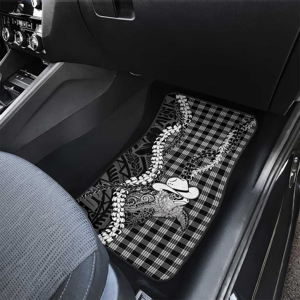 Black Hawaii Palaka Cowboy Turtle Car Mats Hawaiian Paniolo Puakenikeni Maile Lei