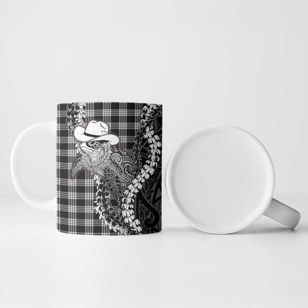 Black Hawaii Palaka Cowboy Turtle Ceramic Mug Hawaiian Paniolo Puakenikeni Maile Lei