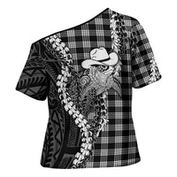Black Hawaii Palaka Cowboy Turtle Cross Shoulder Shirt Hawaiian Paniolo Puakenikeni Maile Lei
