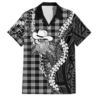 Black Hawaii Palaka Cowboy Turtle Family Matching Mermaid Dress and Hawaiian Shirt Hawaiian Paniolo Puakenikeni Maile Lei DT05 Dad's Shirt - Short Sleeve Black - Polynesian Pride