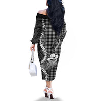 Black Hawaii Palaka Cowboy Turtle Family Matching Off The Shoulder Long Sleeve Dress and Hawaiian Shirt Hawaiian Paniolo Puakenikeni Maile Lei DT05 - Polynesian Pride