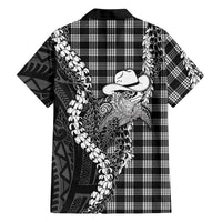 Black Hawaii Palaka Cowboy Turtle Family Matching Off Shoulder Short Dress and Hawaiian Shirt Hawaiian Paniolo Puakenikeni Maile Lei DT05 - Polynesian Pride