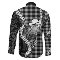 Black Hawaii Palaka Cowboy Turtle Family Matching Summer Maxi Dress and Hawaiian Shirt Hawaiian Paniolo Puakenikeni Maile Lei DT05 - Polynesian Pride