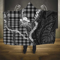 Black Hawaii Palaka Cowboy Turtle Hooded Blanket Hawaiian Paniolo Puakenikeni Maile Lei