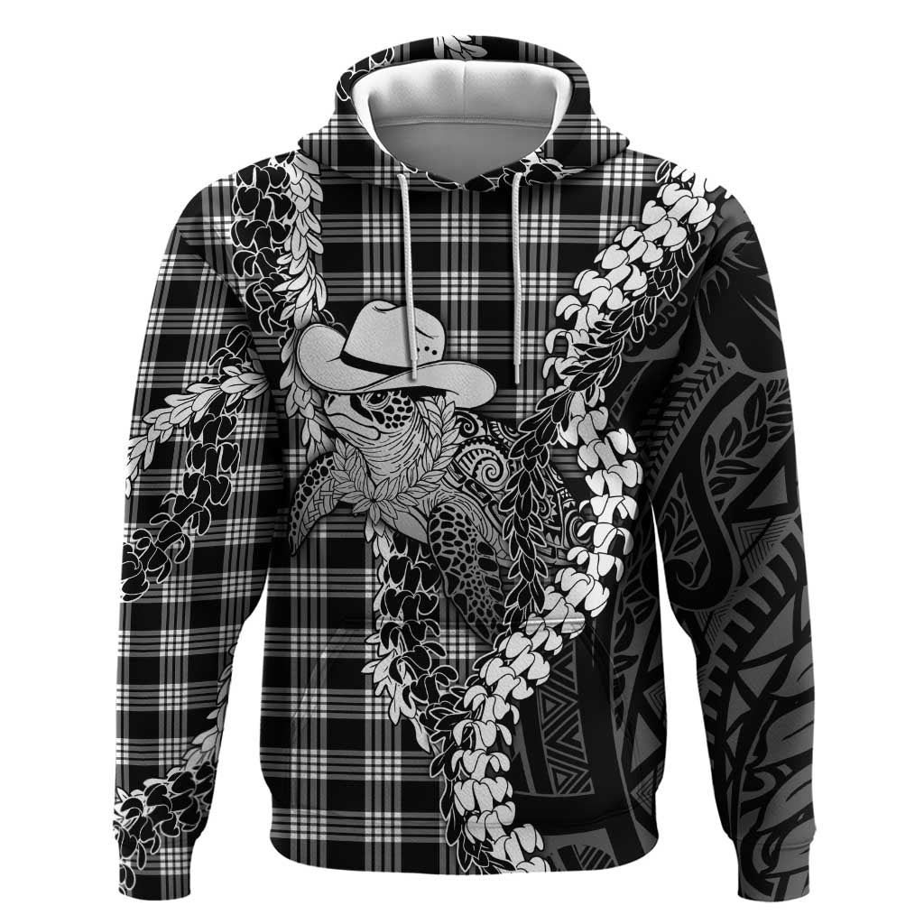 Black Hawaii Palaka Cowboy Turtle Hoodie Hawaiian Paniolo Puakenikeni Maile Lei