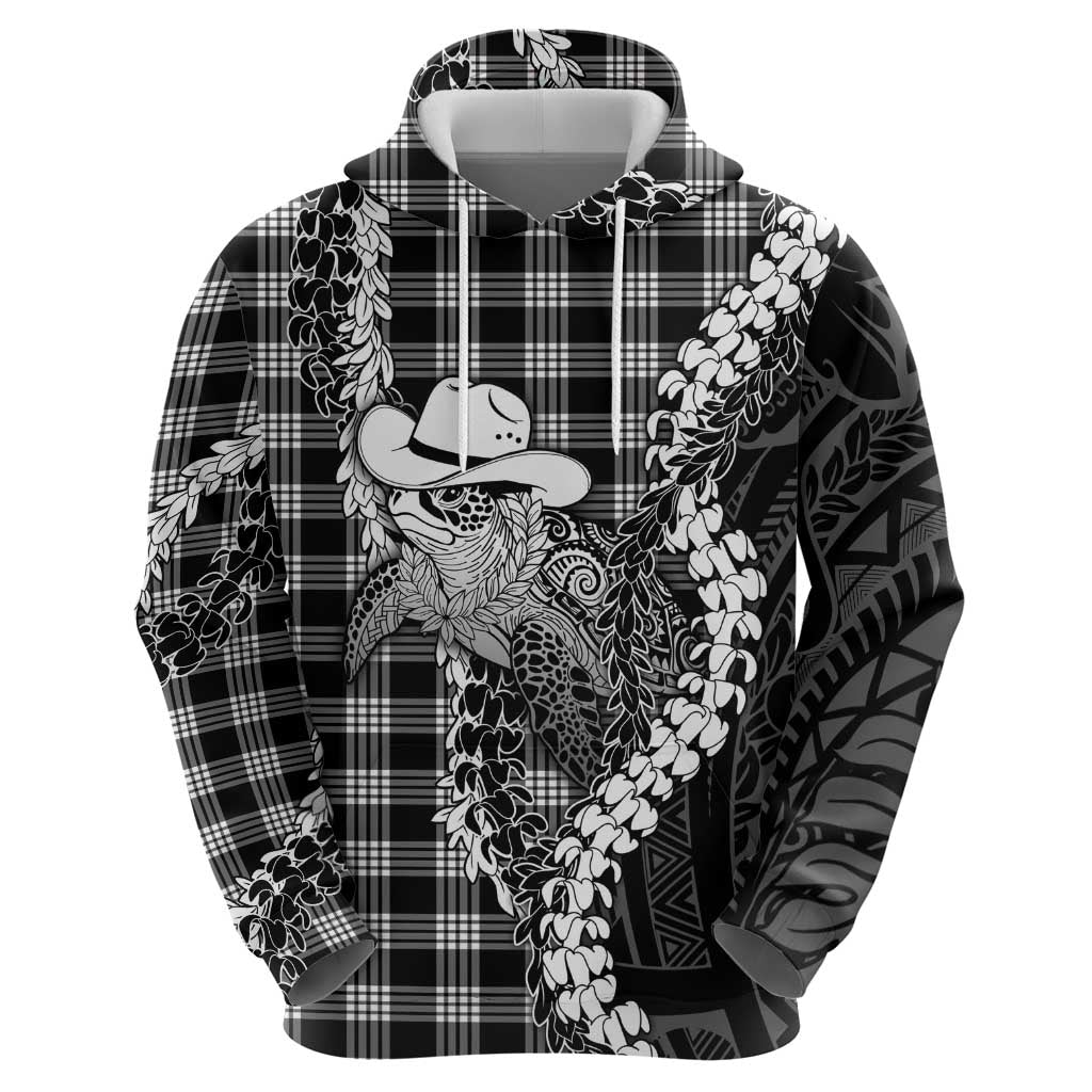 Black Hawaii Palaka Cowboy Turtle Hoodie Hawaiian Paniolo Puakenikeni Maile Lei