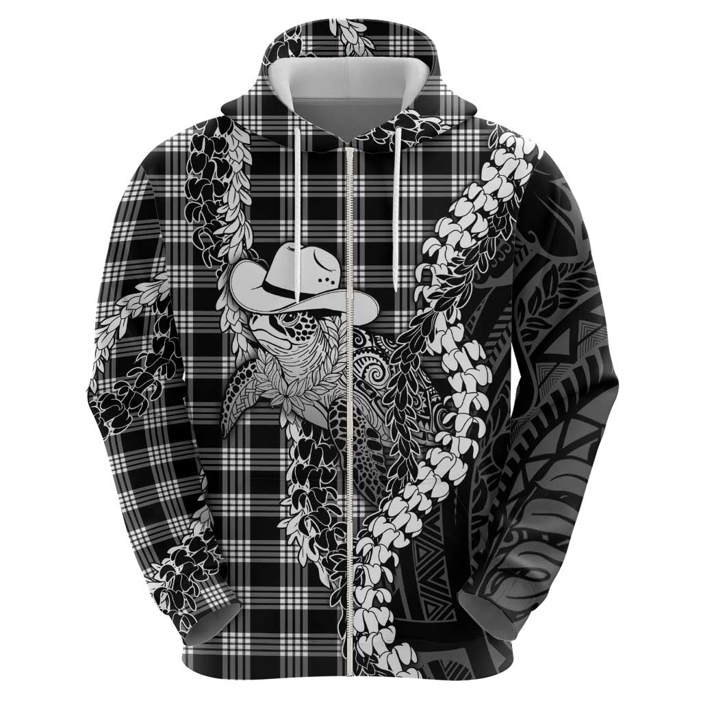 Black Hawaii Palaka Cowboy Turtle Hoodie Hawaiian Paniolo Puakenikeni Maile Lei