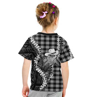 Black Hawaii Palaka Cowboy Turtle Kid T Shirt Hawaiian Paniolo Puakenikeni Maile Lei