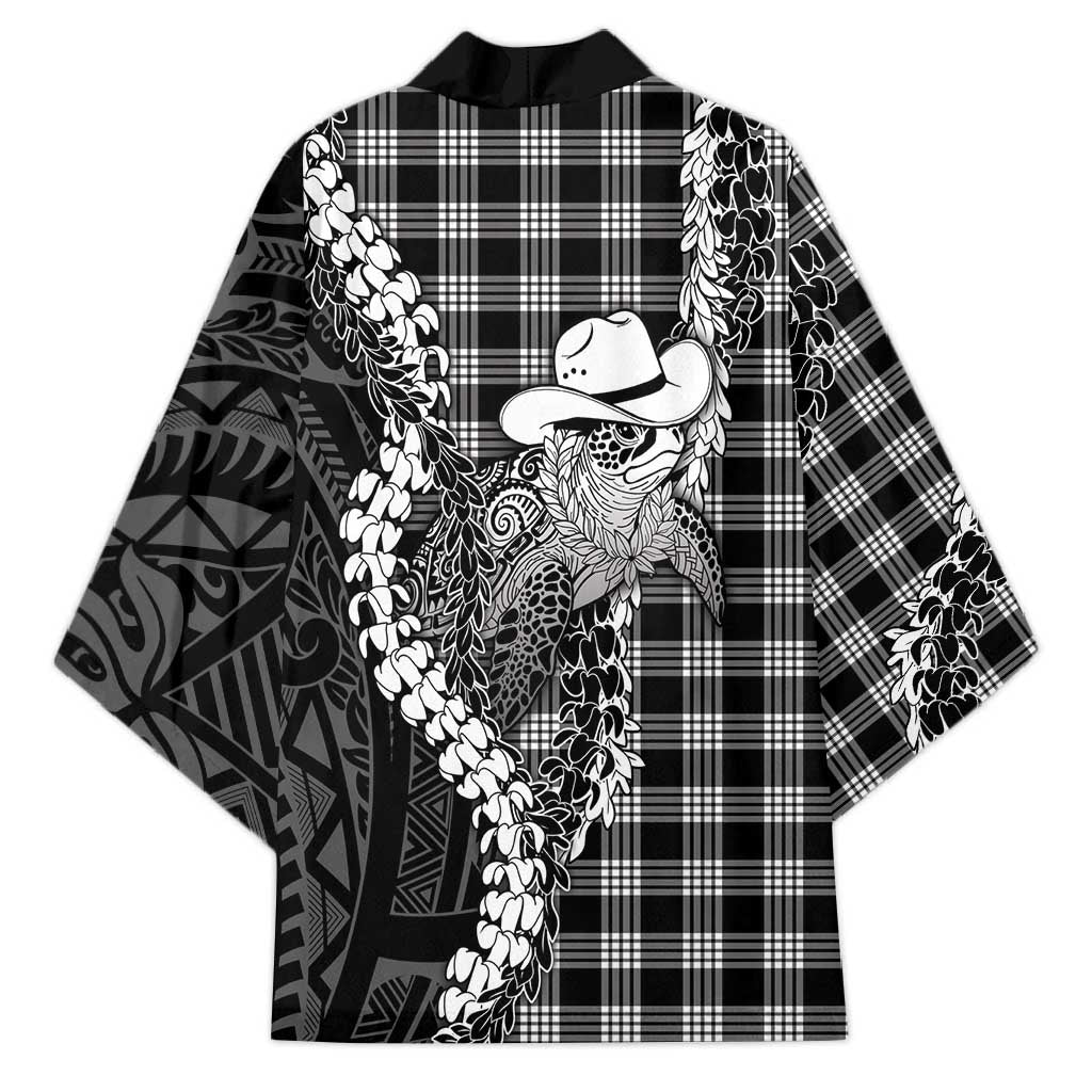Black Hawaii Palaka Cowboy Turtle Kimono Hawaiian Paniolo Puakenikeni Maile Lei