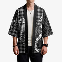 Black Hawaii Palaka Cowboy Turtle Kimono Hawaiian Paniolo Puakenikeni Maile Lei