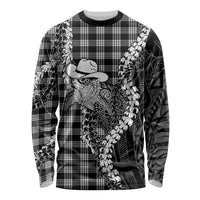 Black Hawaii Palaka Cowboy Turtle Long Sleeve Shirt Hawaiian Paniolo Puakenikeni Maile Lei