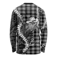 Black Hawaii Palaka Cowboy Turtle Long Sleeve Shirt Hawaiian Paniolo Puakenikeni Maile Lei