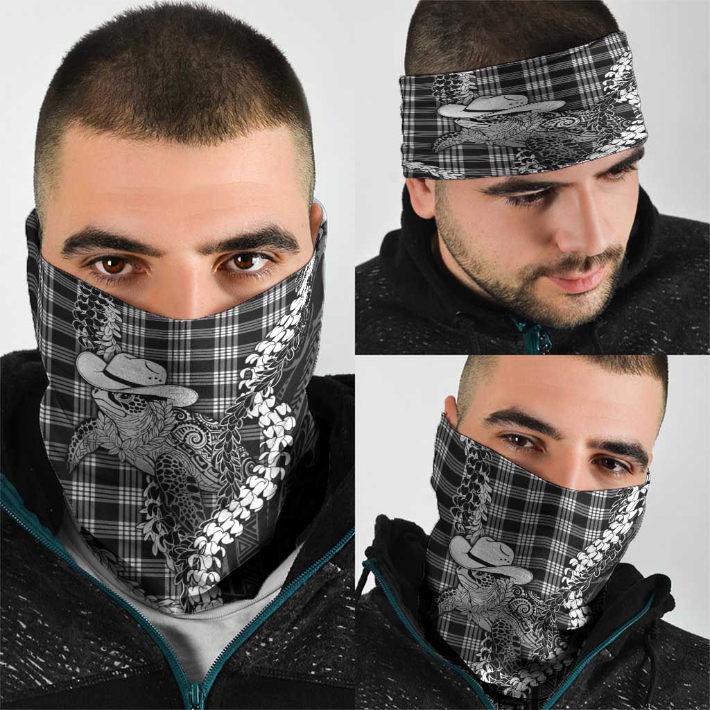 Black Hawaii Palaka Cowboy Turtle Neck Gaiter Hawaiian Paniolo Puakenikeni Maile Lei