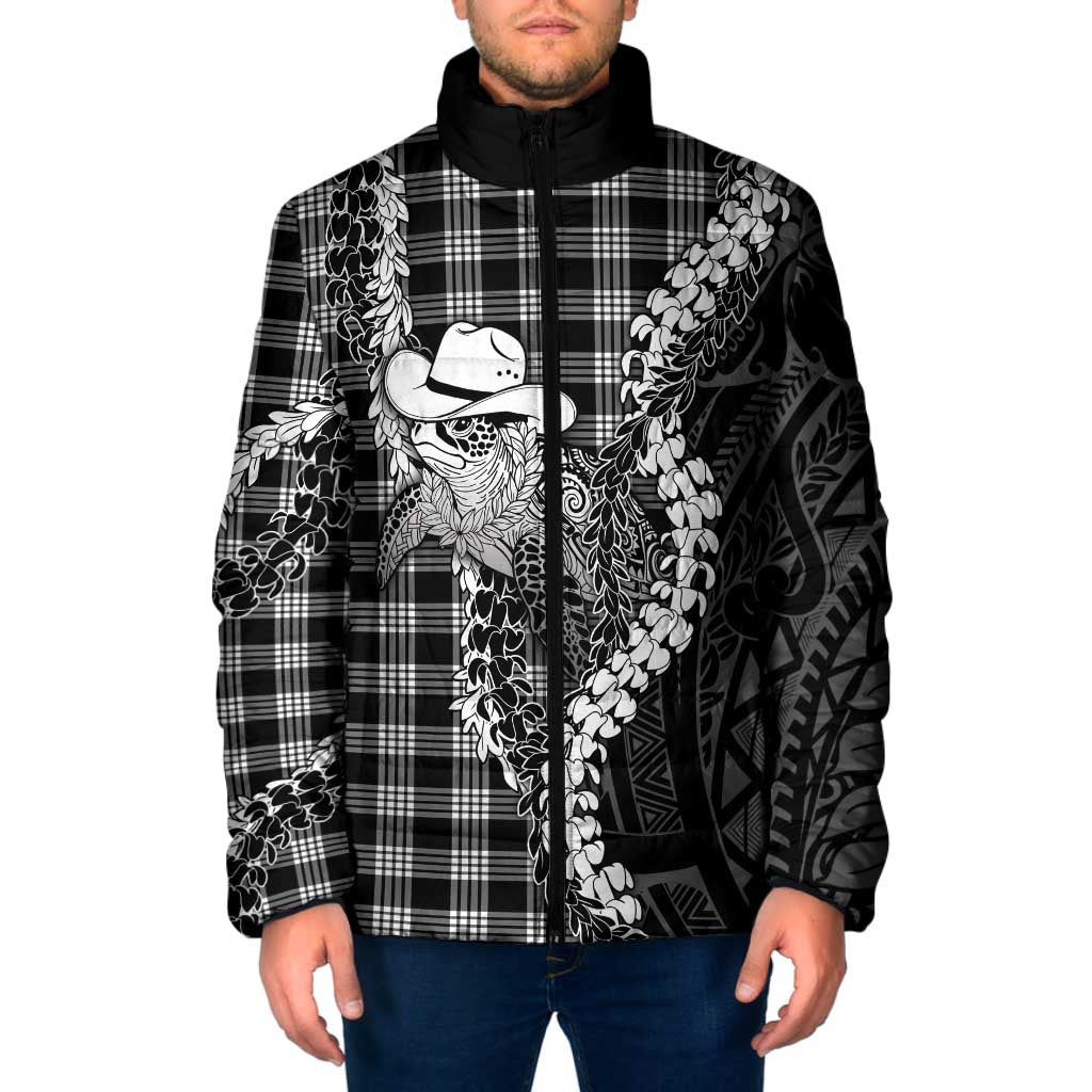 Black Hawaii Palaka Cowboy Turtle Padded Jacket Hawaiian Paniolo Puakenikeni Maile Lei