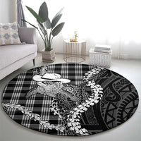 Black Hawaii Palaka Cowboy Turtle Round Carpet Hawaiian Paniolo Puakenikeni Maile Lei