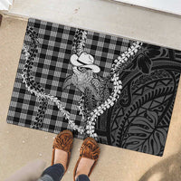Black Hawaii Palaka Cowboy Turtle Rubber Doormat Hawaiian Paniolo Puakenikeni Maile Lei