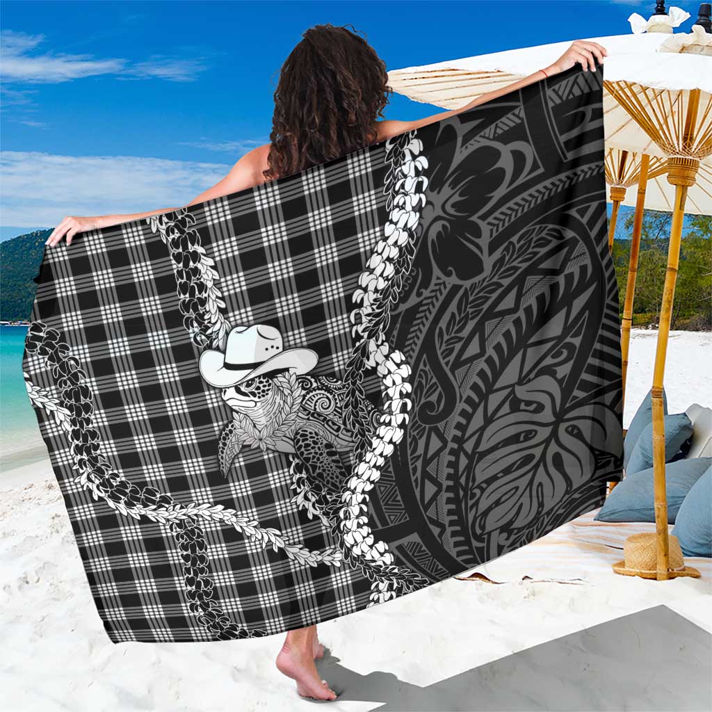 Black Hawaii Palaka Cowboy Turtle Sarong Hawaiian Paniolo Puakenikeni Maile Lei