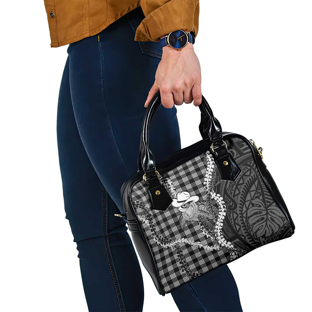 Black Hawaii Palaka Cowboy Turtle Shoulder Handbag Hawaiian Paniolo Puakenikeni Maile Lei