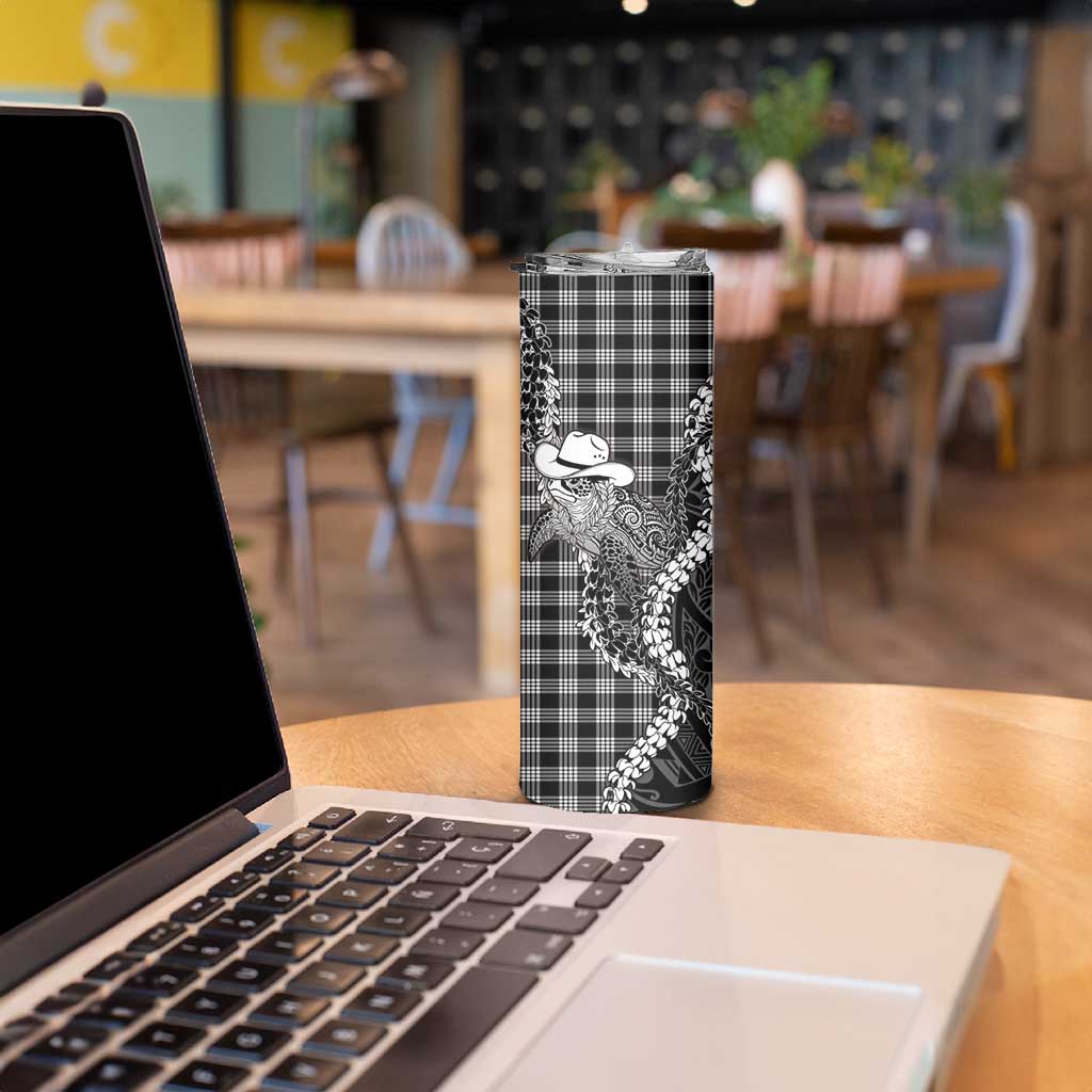Black Hawaii Palaka Cowboy Turtle Skinny Tumbler Hawaiian Paniolo Puakenikeni Maile Lei DT05 - Polynesian Pride