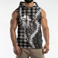 Black Hawaii Palaka Cowboy Turtle Sleeveless Hoodie Hawaiian Paniolo Puakenikeni Maile Lei