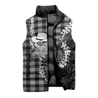Black Hawaii Palaka Cowboy Turtle Sleeveless Puffer Jacket Hawaiian Paniolo Puakenikeni Maile Lei
